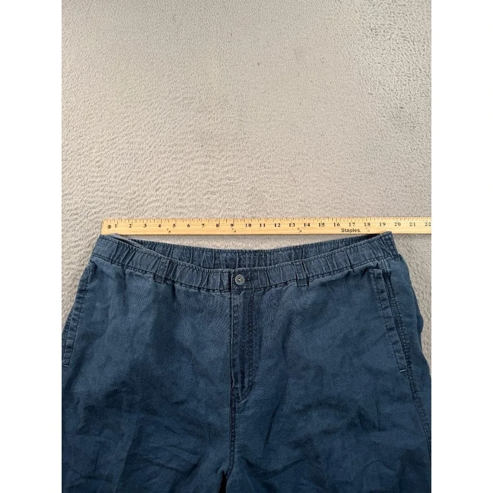 Tommy Bahama Relax Linen Pants Mens 2XL (38x30) Blue Elastic Waist Drawstring